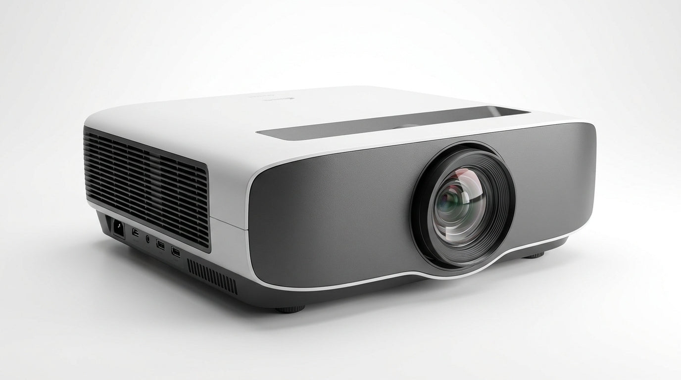 A modern BenQ LK936ST 4K short-throw projector designed for high-end indoor golf simulator installations.