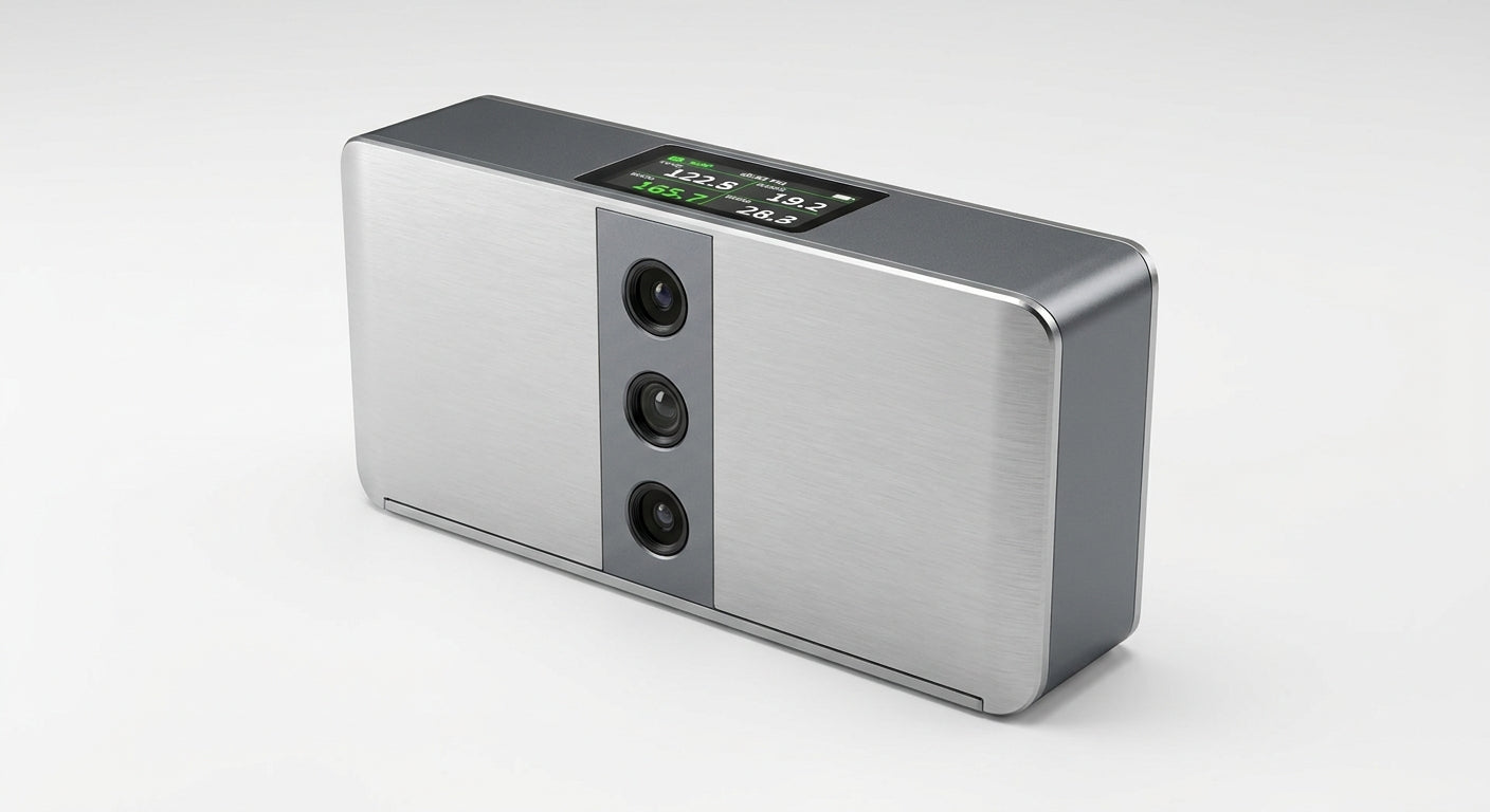 A sleek Foresight Sports GC3 photometric golf launch monitor sitting on a clean white studio background.